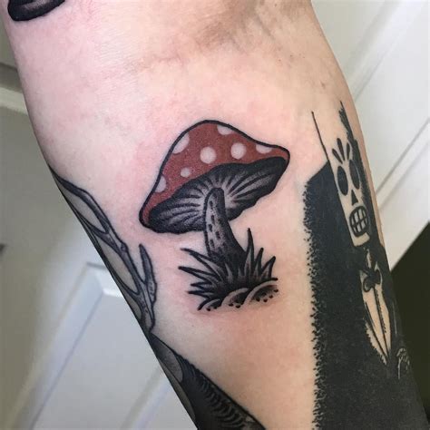 mushroom house tattoo|cute small mushroom tattoos.